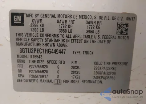 2017 GMC Sierra 1500 Denali from USA, damaged, VIN 3GTU2PEC7HG449447